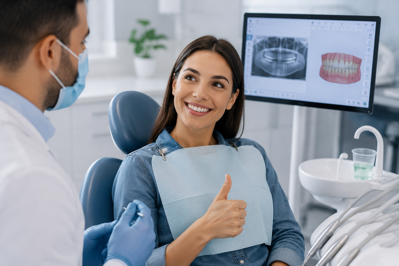 Patient receiving consultation and comfortable dental care